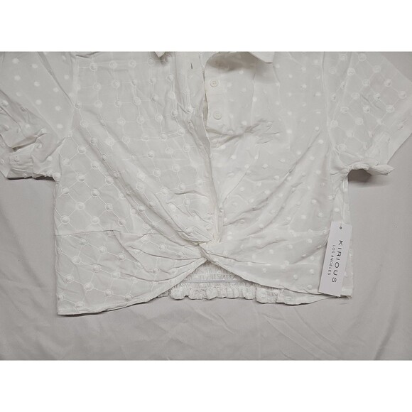 Kirious white crop Semi Sheer Blouse Size L - Picture 4 of 5